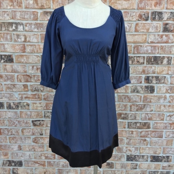 NWT Laundry by Design Ruched Blue Silk Dress 2 - Picture 1 of 7